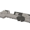 Modern corner sofa multiplayer sofa 3d model