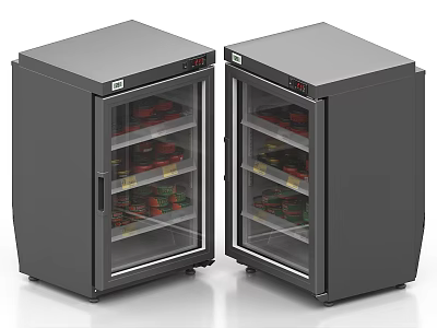 Black Double Glass Door Refrigerators With Storage Shelves For Food And Drinks 3d model