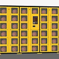 Yellow Smart Electronic Locker With Multiple Compartments And Digital Control Panel
