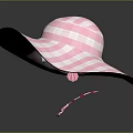 Pink And White Plaid Wide Brimmed Hat With White Sunglasses And Shell Hairband