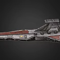 Sci-Fi Starship with Gray and Red Stripes Detailed Structure in Interstellar Space 3d model