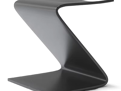 Modern Sleek Black Z Shaped Stool With Smooth Metallic Finish And Contemporary Design 3d model