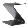 Modern Sleek Black Z Shaped Stool With Smooth Metallic Finish And Contemporary Design