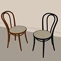 Modern Minimalist Single Chairs With Curved Backrest And Woven Seat In Brown And Black