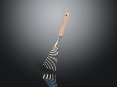Durable Metal Whisk Hardware Tool With Wooden Handle For Kitchen Baking 3d model