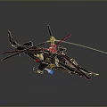 Realistic Detailed Blue Military Helicopter 3D Model With Main Rotors And Weapons