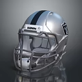 Silver Raiders Football Helmet With Black Stripe And Front Logo Design