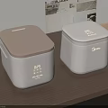 Midea Kitchen Appliances Rice Cookers With Beige And White Sleek Design On Wooden Table