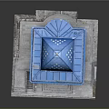 Lifestyle Decorative Architectural Model With Blue Dome Green Door And Yellow Accents