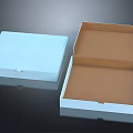 White Paper Box With Open Lid And Brown Interior On Reflective Surface 3d model