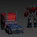 Game Movie Character Optimus Prime Robot And Truck Form With Red Blue Design