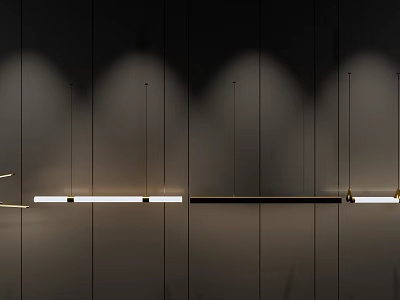 Modern Linear Pendant Light Design With Metal Frame And LED Lighting For Living Room 3d model