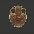 Decorative Purple Red Vase With Two Handles And Ornate Carvings On Surface