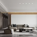 Modern Dining Living Room Interior Design With Marble Wall Art Sculpture And Dining Table