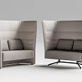 Modern Light Gray Booth Sofa With Backrest Design And Side Table 3d model