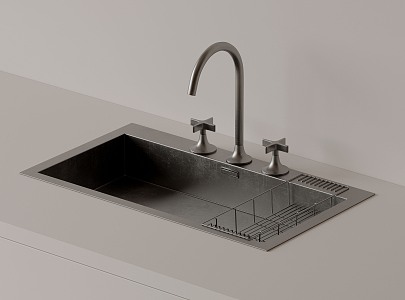 Stainless steel sink kitchen sink under counter basin faucet sink built-in sink single sink 3d model