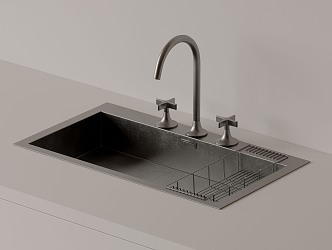 Stainless steel sink kitchen sink under counter basin faucet sink built-in sink single sink 3d model