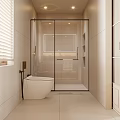 Warm Cream Toned Modern Bathroom With LED Backlit Mirror Floating Vanity And Smart Toilet