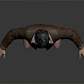 Standing 3D Human Character Model Wearing Brown Jacket Black Shirt Green Headwear
