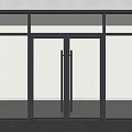 Modern Glass Double Doors With Black Frame And Large Glass Panels Design