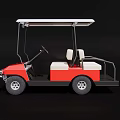 Red And White Golf Cart With Roof Two Seats White Seats And Black Tires