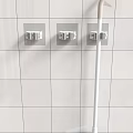 Sturdy Wall Hooks Installed On White Tile Wall For Hanging Rod In Home 3d model