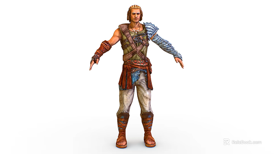 3D Fantasy Warrior Character With Creature Inspired Armor And Detailed Costume 3d model 