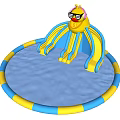 Octopus Shaped Inflatable Playground Equipment With Yellow Slides And Blue Circular Pool