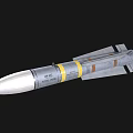 Military Missile Weapon With Silver Body Yellow Bands And Rear Fins Structure
