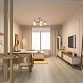 Bright Cozy Modern Living Room With Natural Light Wood Furniture And Comfortable Integrated Dining Area