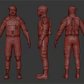 Tactical Character Design With Armor Helmet Knee Pads And Gear From Three Different Angles