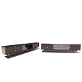 Modern Wooden TV Stand with Drawers Glass Doors and Storage Space