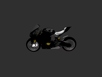 Black Sport Motorcycle With Streamlined Body White Seat And Gold Accents 3d model
