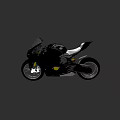 Black Sport Motorcycle With Streamlined Body White Seat And Gold Accents