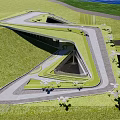 Modern Building Featuring Curved Grass Roof And Glass Facade In Grassland Area