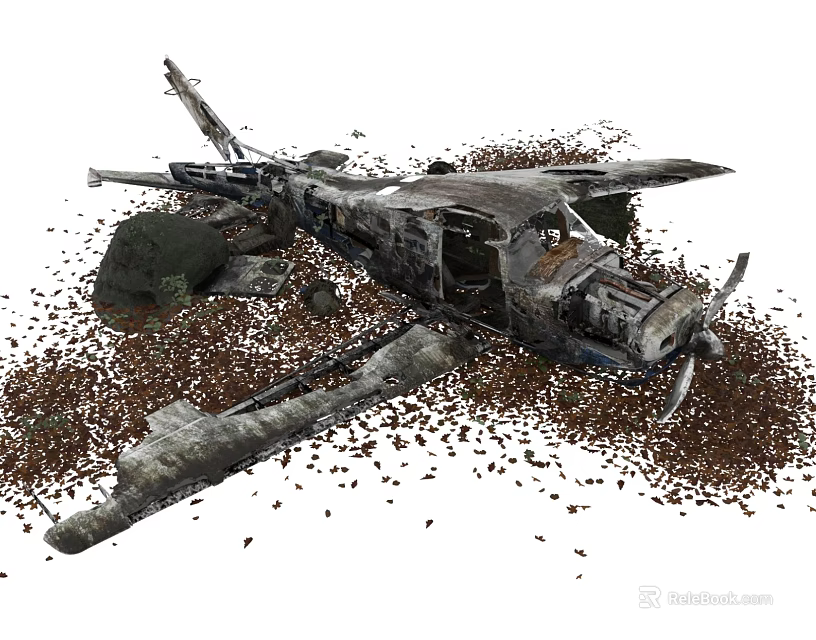 Abandoned Weathered Construction Components Ruins With Scattered Metal Debris 3d model 