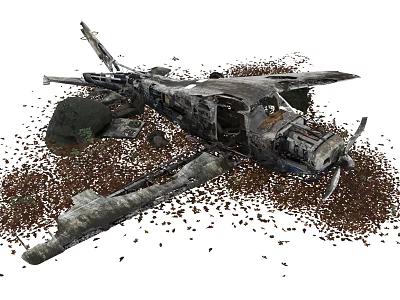 Abandoned Weathered Construction Components Ruins With Scattered Metal Debris 3d model