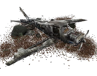 Modern ruins abandoned aircraft 3d model
