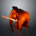 Cartoon Mammoth Character With Orange Red Body Long Tusks And Black Mane