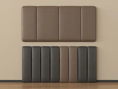 Modern Upholstered Bedroom Headboard With Brown Dark Gray Paneled Design 3d model