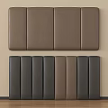 Modern Upholstered Bedroom Headboard With Brown Dark Gray Paneled Design