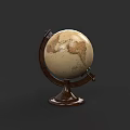Handcrafted Vintage Globe Sculpture With Wooden Base And Detailed World Map Design