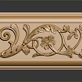 Golden Decorative Panel With Intricate Carved Plant Patterns And Ornate Designs