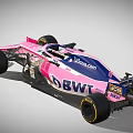 Pink Formula One Racing Car Featuring BWT Sahara Logos And Aerodynamic Body