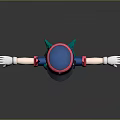 3D Game Movie Character With Green Hair Blue Uniform And White Gloves