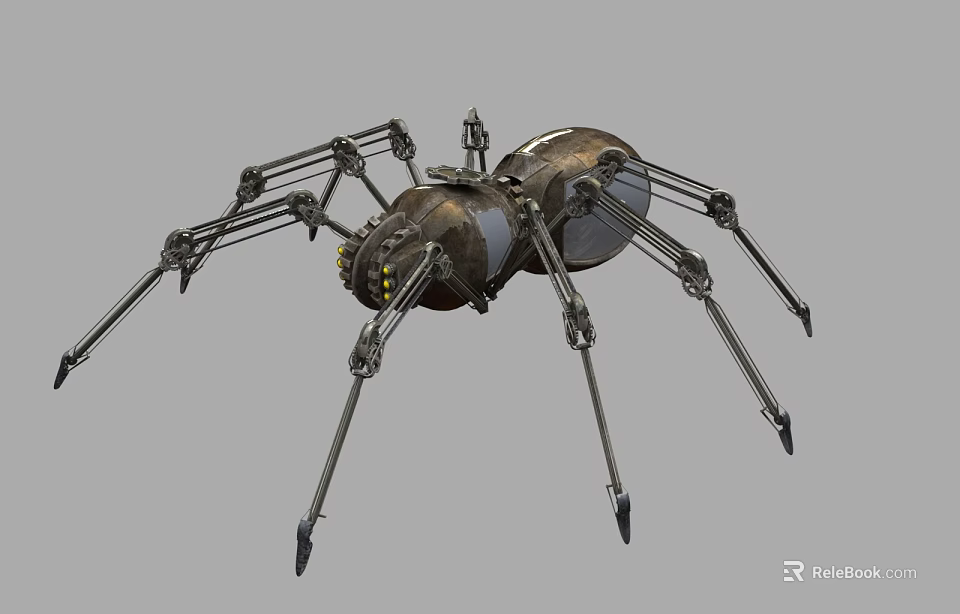 Mechanical Spider Robot With Metallic Legs And Industrial Sci Fi Design 3d model
