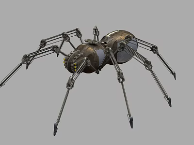 Mechanical Spider Robot With Metallic Legs And Industrial Sci Fi Design 3d model