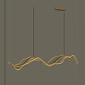 Modern Illuminated Wave Shaped Chandelier With Sleek Golden Curves For Interior Decor