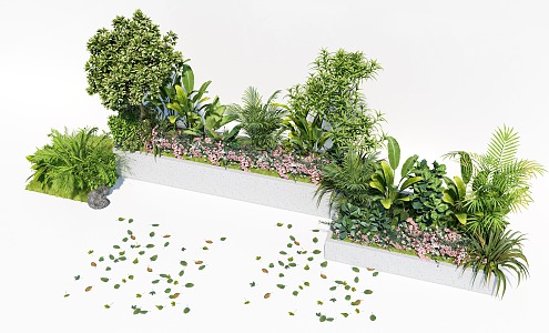 Modern flower bed flower box outside flower box plant potted plant combination flower bed flower box mobile planting pool flower wall 3d model