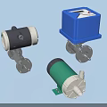 Industrial Equipment Including Pumps Valves Black Blue Green With Metal Connections